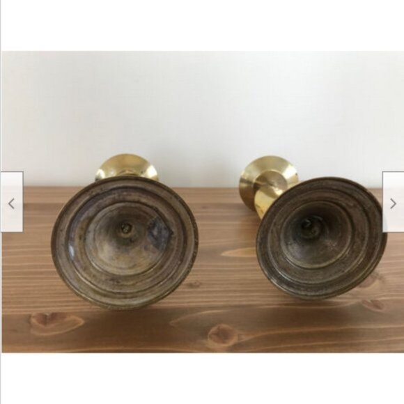 Set of 2 Spiral Base Brass Taper Candle Holders Candlesticks 7 - Picture 2 of 5